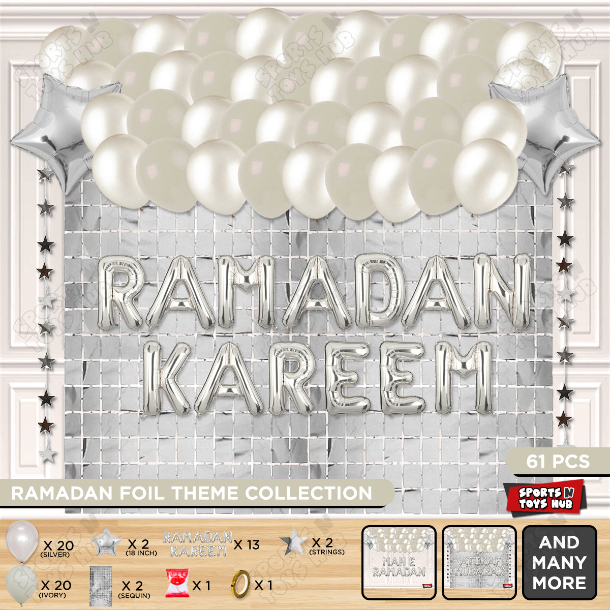 Ramadan Kareem Foil Balloon Rectangle Curtain Theme Collection