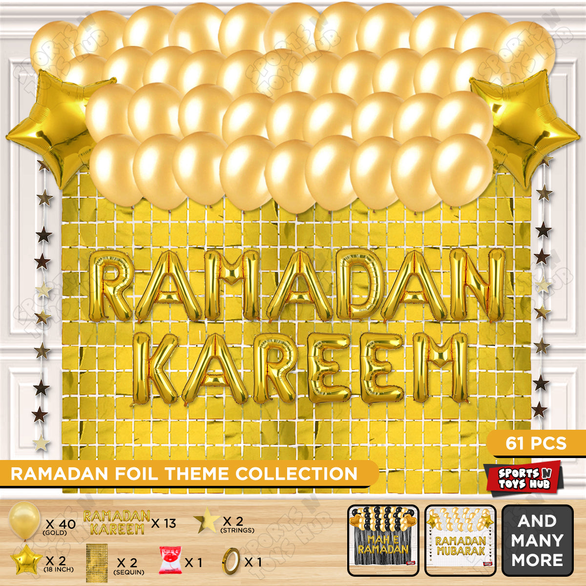 Ramadan Kareem Foil Balloon Rectangle Curtain Theme Collection