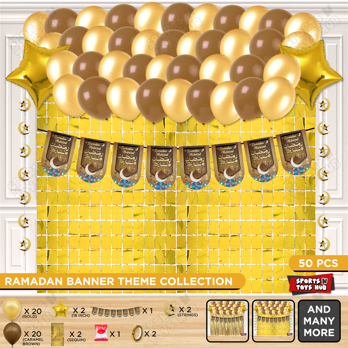 Ramadan Kareem Midnight Crescent Brown Card Banner Theme Collection