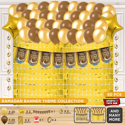 Ramadan Kareem Midnight Crescent Brown Card Banner Theme Collection