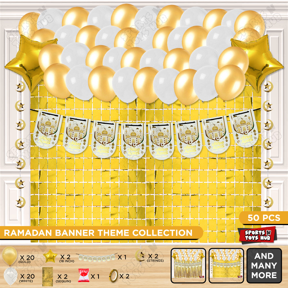 Ramadan Kareem White Mosque Print Card Banner Theme Collection