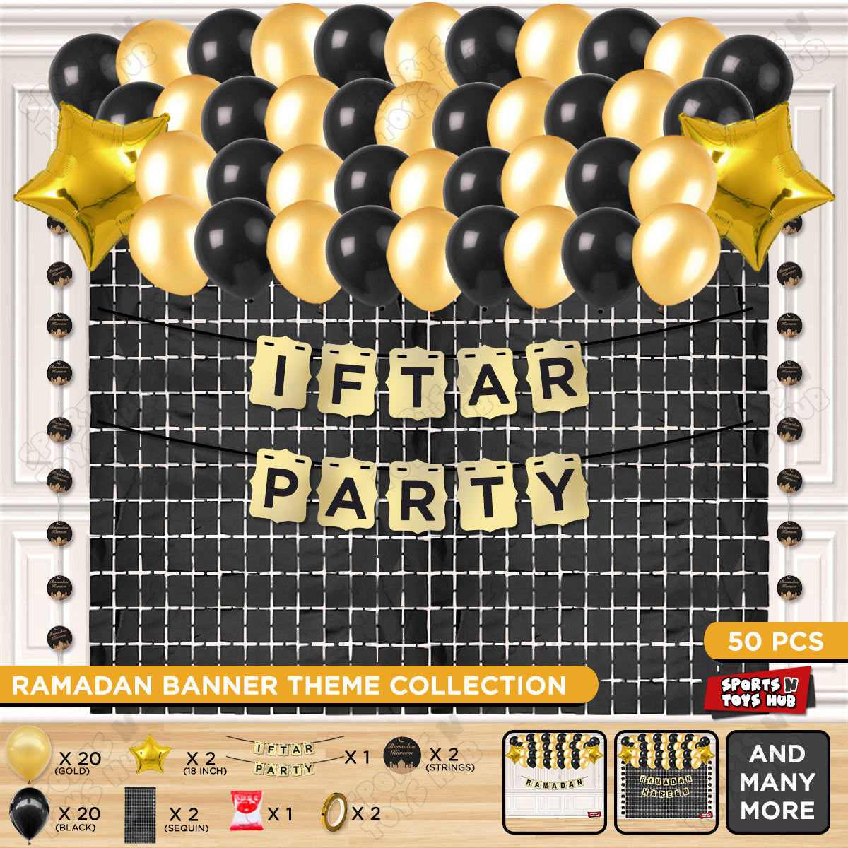Iftar Party Shinny Gold Card Banner Theme Collection