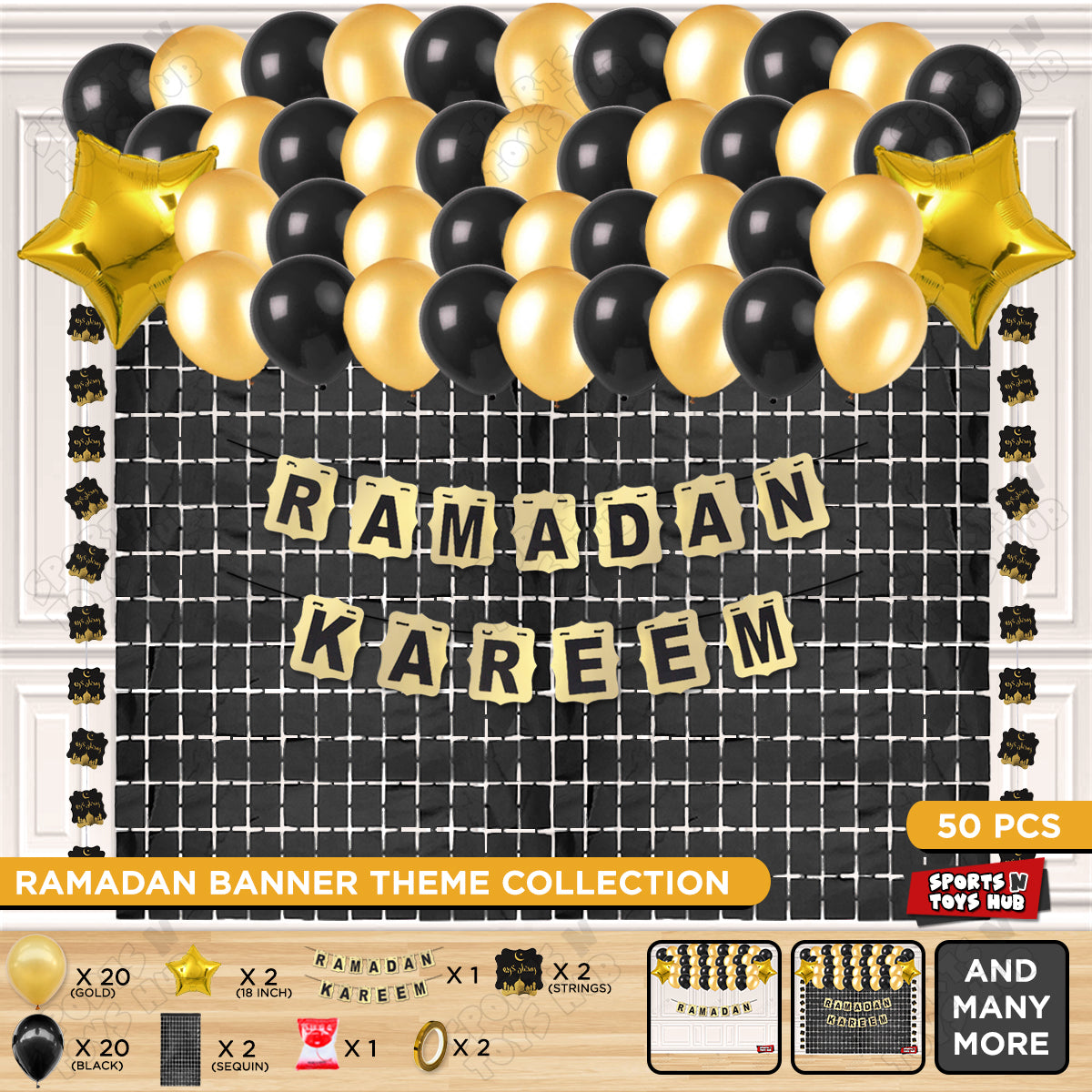 Ramadan Kareem Shinny Gold Card Banner Theme Collection