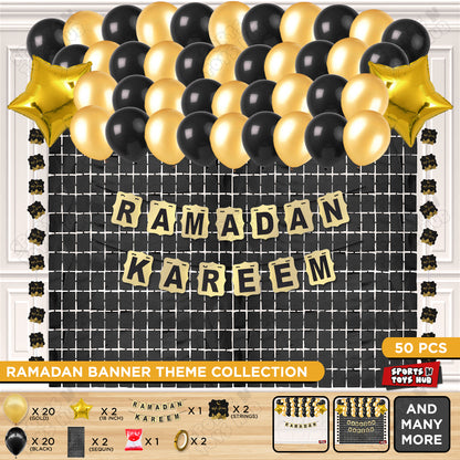 Ramadan Kareem Shinny Gold Card Banner Theme Collection