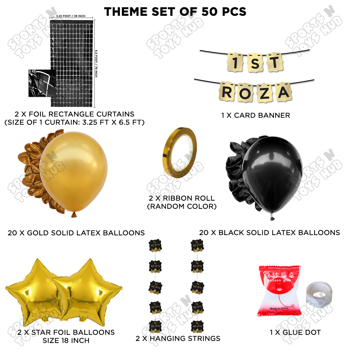1st Roza Shinny Gold Card Banner Theme Collection