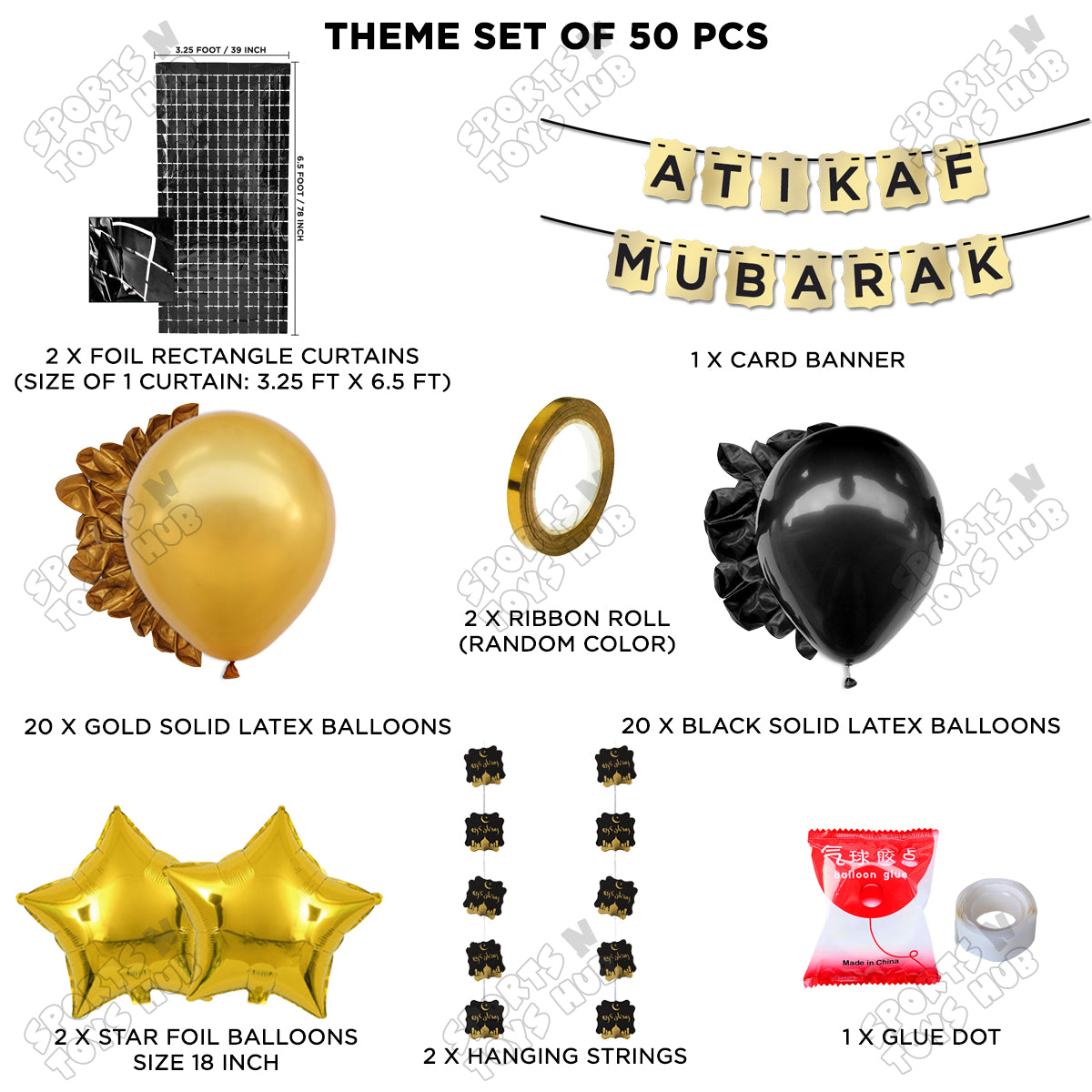Atikaf Mubarak Shinny Gold Card Banner Theme Collection