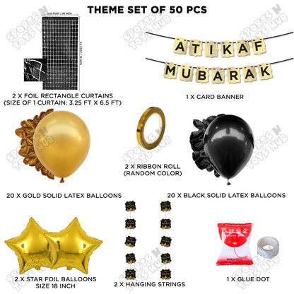 Atikaf Mubarak Shinny Gold Card Banner Theme Collection