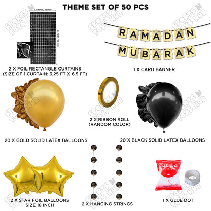 Ramadan Mubarak Shinny Gold Card Banner Theme Collection