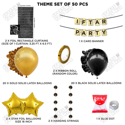 Iftar Party Shinny Gold Card Banner Theme Collection