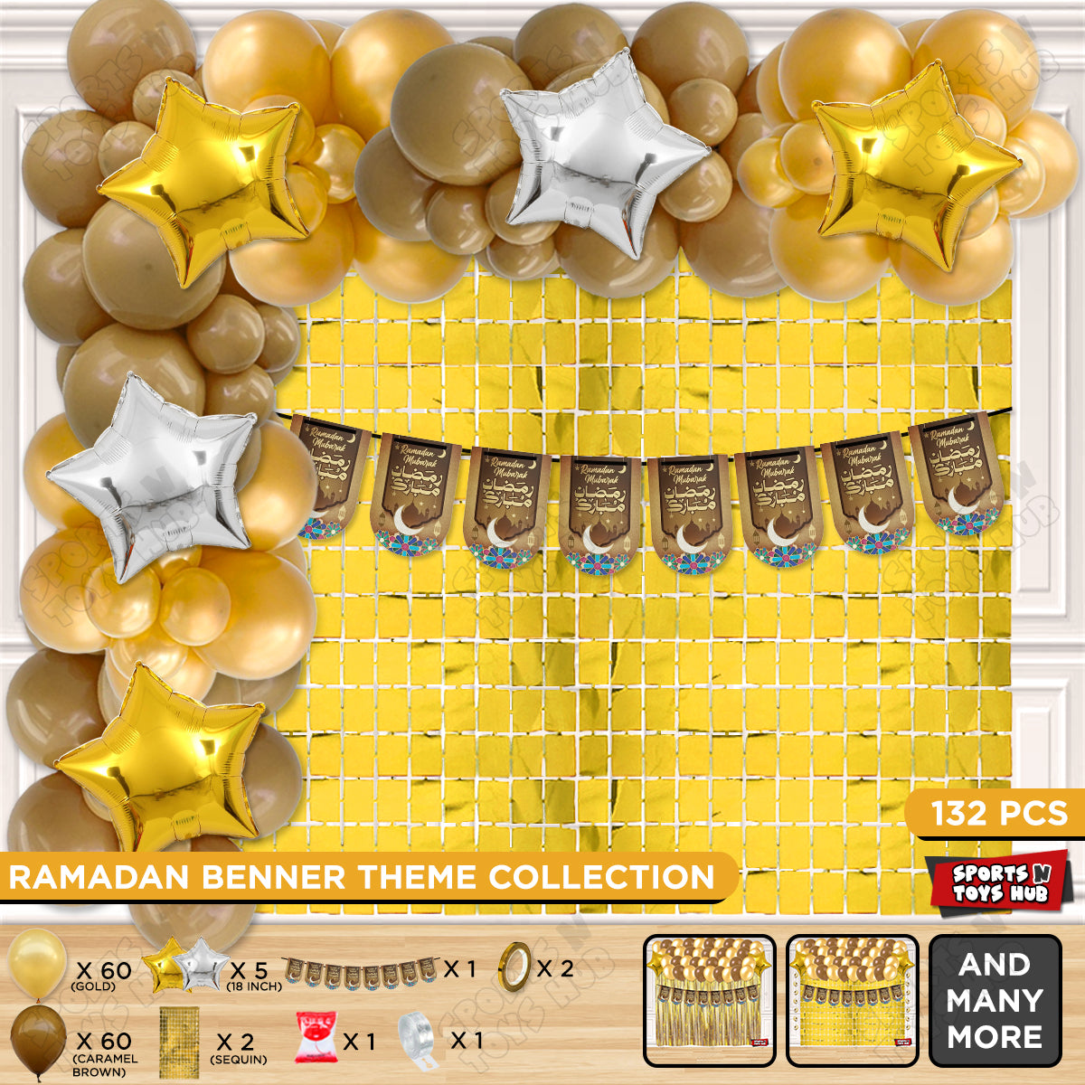 Ramadan Kareem Midnight Crescent Brown Card Banner Theme Collection
