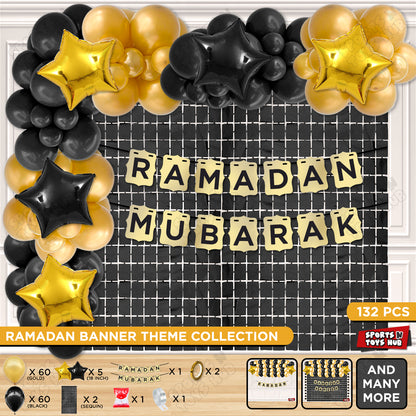 Ramadan Mubarak Shinny Gold Card Banner Theme Collection