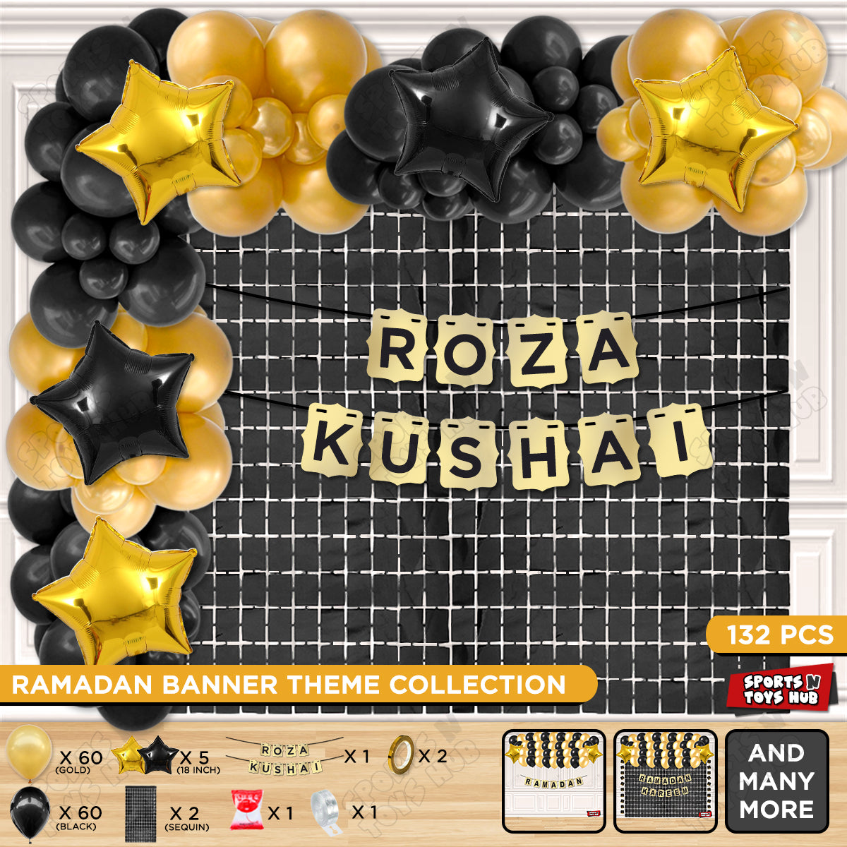 Roza Kushai Shinny Gold Card Banner Theme Collection