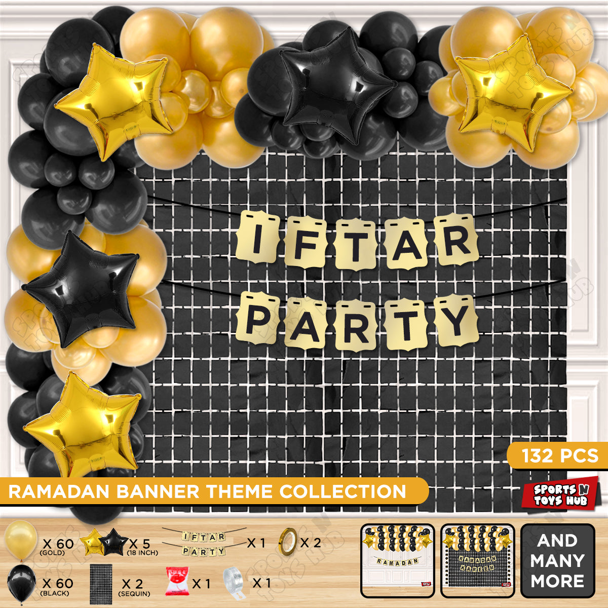 Iftar Party Shinny Gold Card Banner Theme Collection