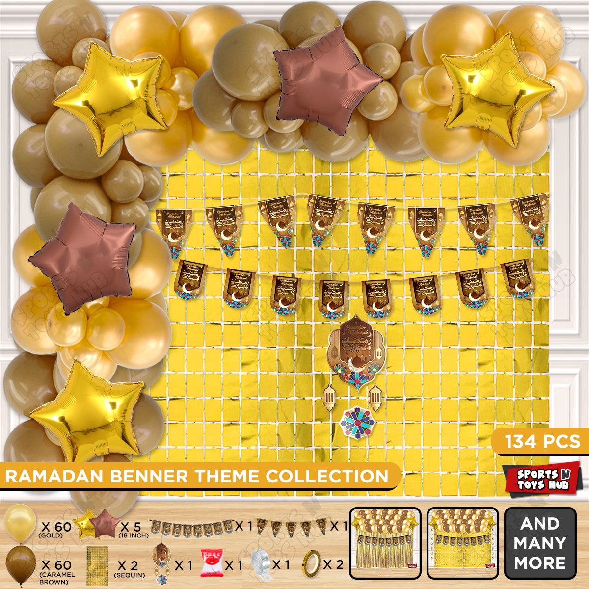 Ramadan Kareem Midnight Crescent Brown Card Banner Arch Theme