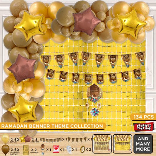 Ramadan Kareem Midnight Crescent Brown Card Banner Arch Theme