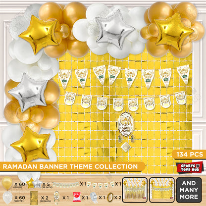 Ramadan Kareem White Mosque Card Banner Arch Theme