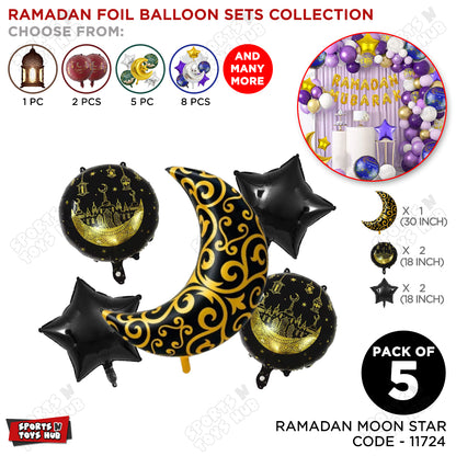 Moon Star Pack Of 5 Foil Balloon Set