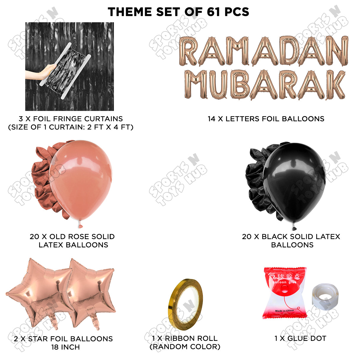 Ramadan Mubarak Foil Balloon Curtain Theme Collection