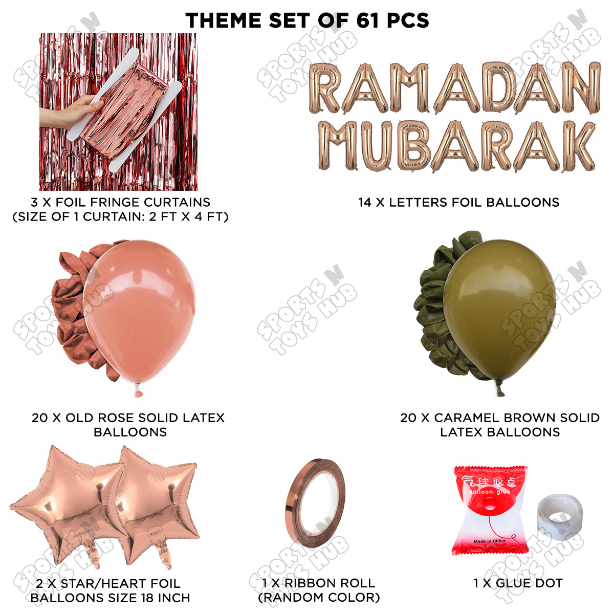 Ramadan Mubarak Foil Balloon Curtain Theme Collection