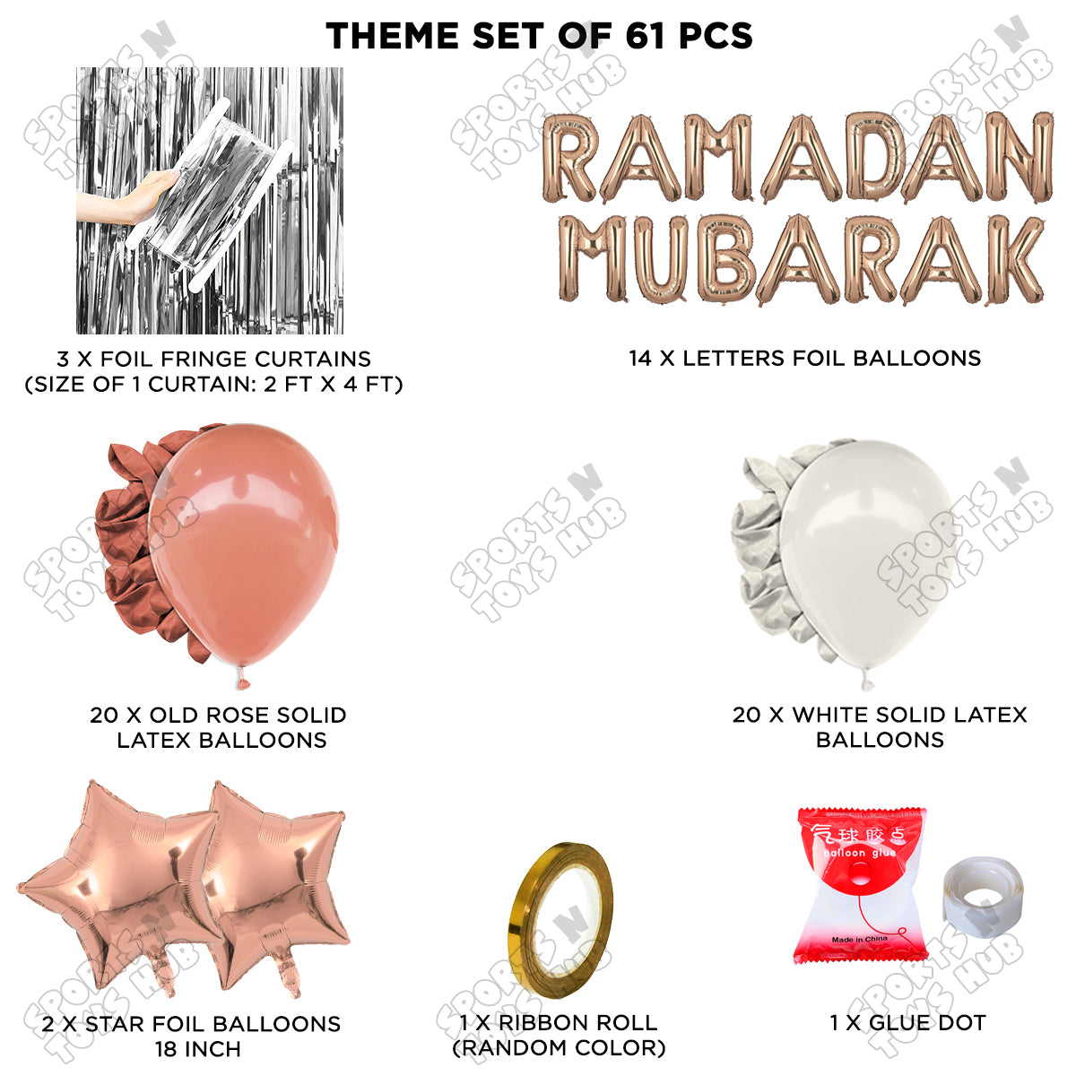 Ramadan Mubarak Foil Balloon Curtain Theme Collection