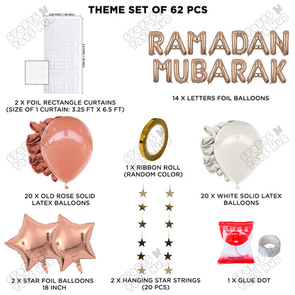 Ramadan Mubarak Foil Balloon Rectangle Curtain Theme Collection