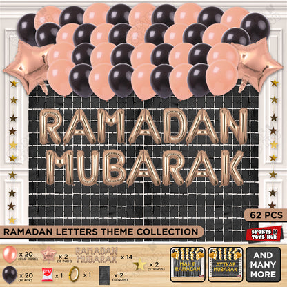 Ramadan Mubarak Foil Balloon Rectangle Curtain Theme Collection