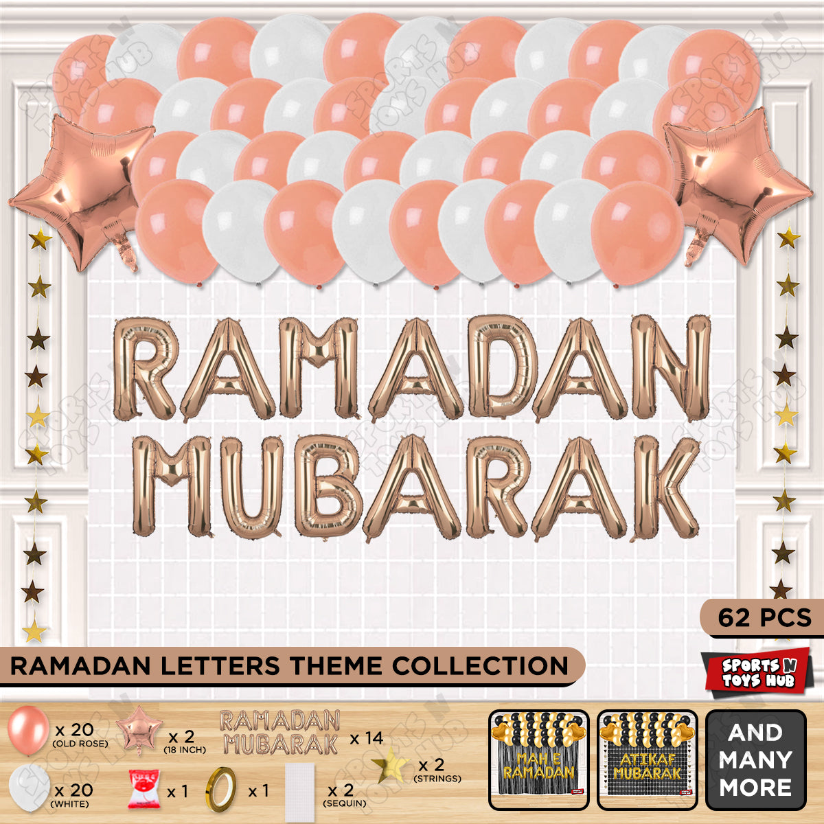 Ramadan Mubarak Foil Balloon Rectangle Curtain Theme Collection
