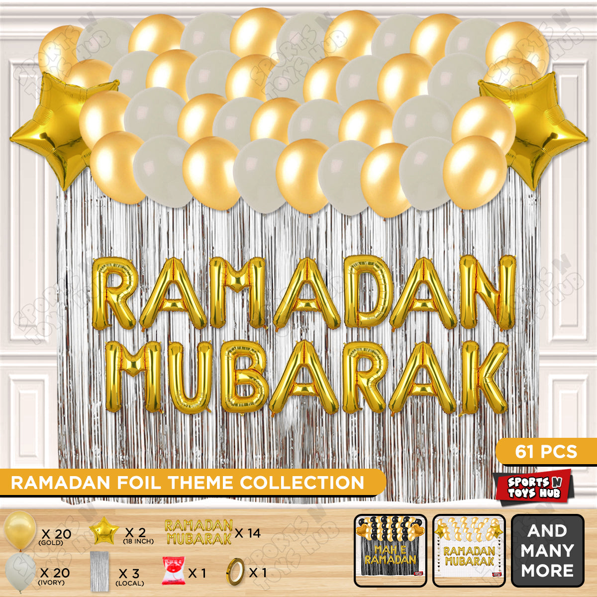 Ramadan Mubarak Foil Balloon Curtain Theme Collection