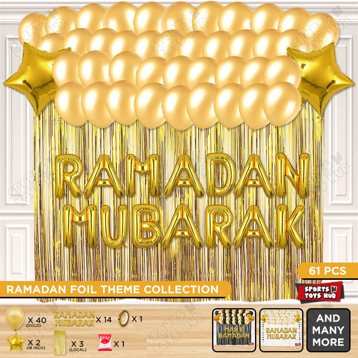Ramadan Mubarak Foil Balloon Curtain Theme Collection