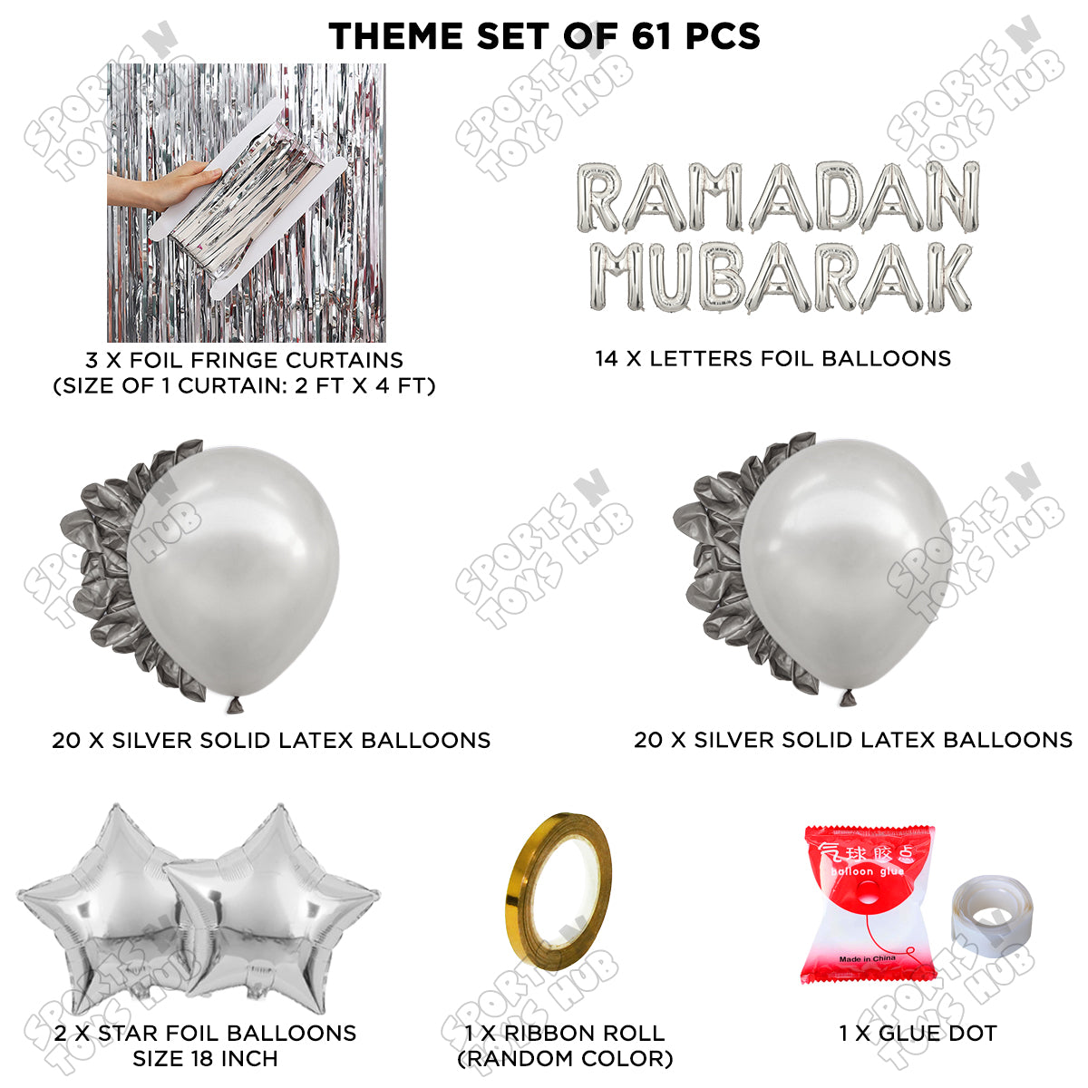 Ramadan Mubarak Foil Balloon Curtain Theme Collection