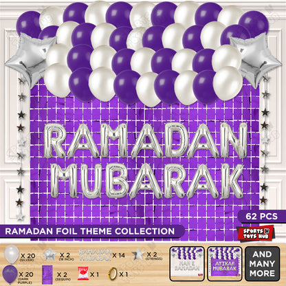 Ramadan Mubarak Foil Balloon Rectangle Curtain Theme Collection
