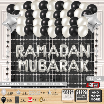 Ramadan Mubarak Foil Balloon Rectangle Curtain Theme Collection