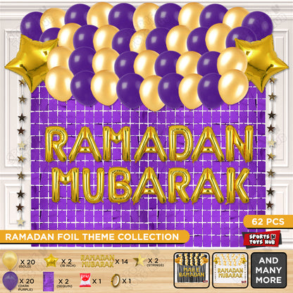 Ramadan Mubarak Foil Balloon Rectangle Curtain Theme Collection