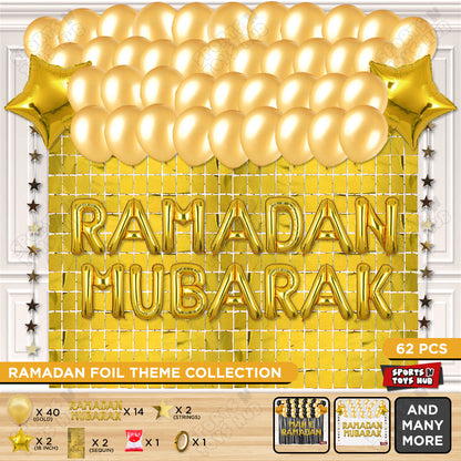 Ramadan Mubarak Foil Balloon Rectangle Curtain Theme Collection
