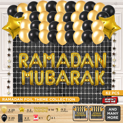 Ramadan Mubarak Foil Balloon Rectangle Curtain Theme Collection
