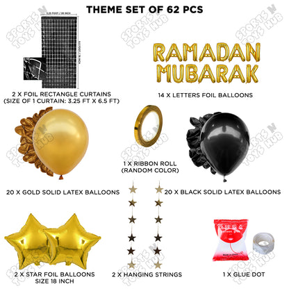 Ramadan Mubarak Foil Balloon Rectangle Curtain Theme Collection
