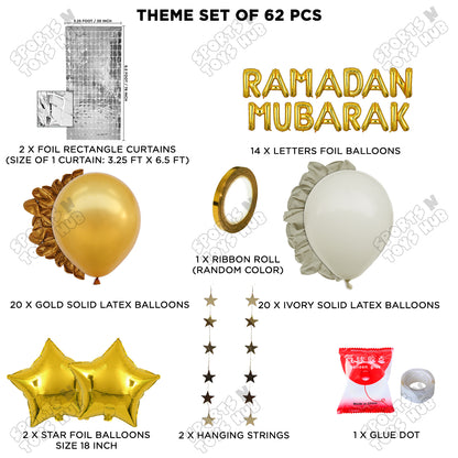 Ramadan Mubarak Foil Balloon Rectangle Curtain Theme Collection