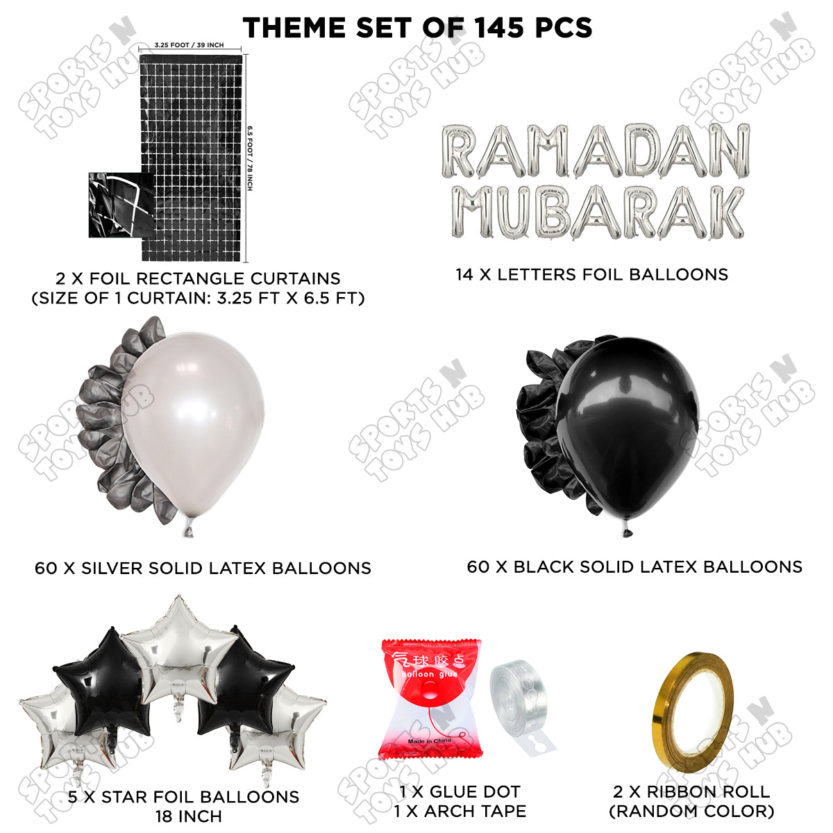 Ramadan Mubarak Foil Balloon Arch Theme Collection