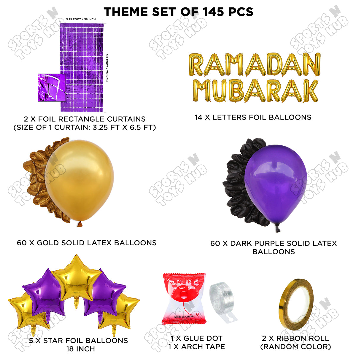 Ramadan Mubarak Foil Balloon Arch Theme Collection