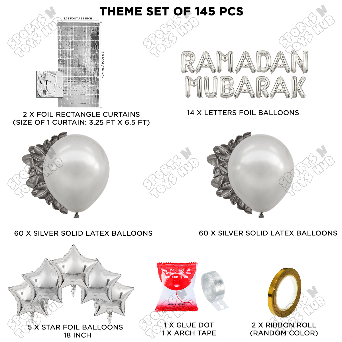 Ramadan Mubarak Foil Balloon Arch Theme Collection