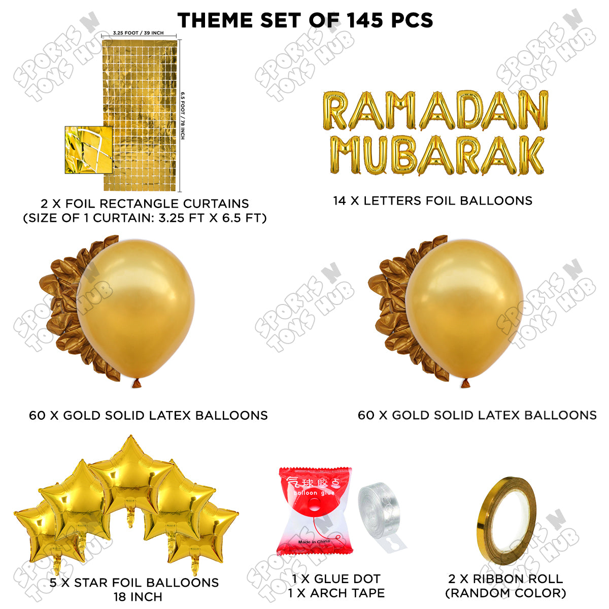 Ramadan Mubarak Foil Balloon Arch Theme Collection