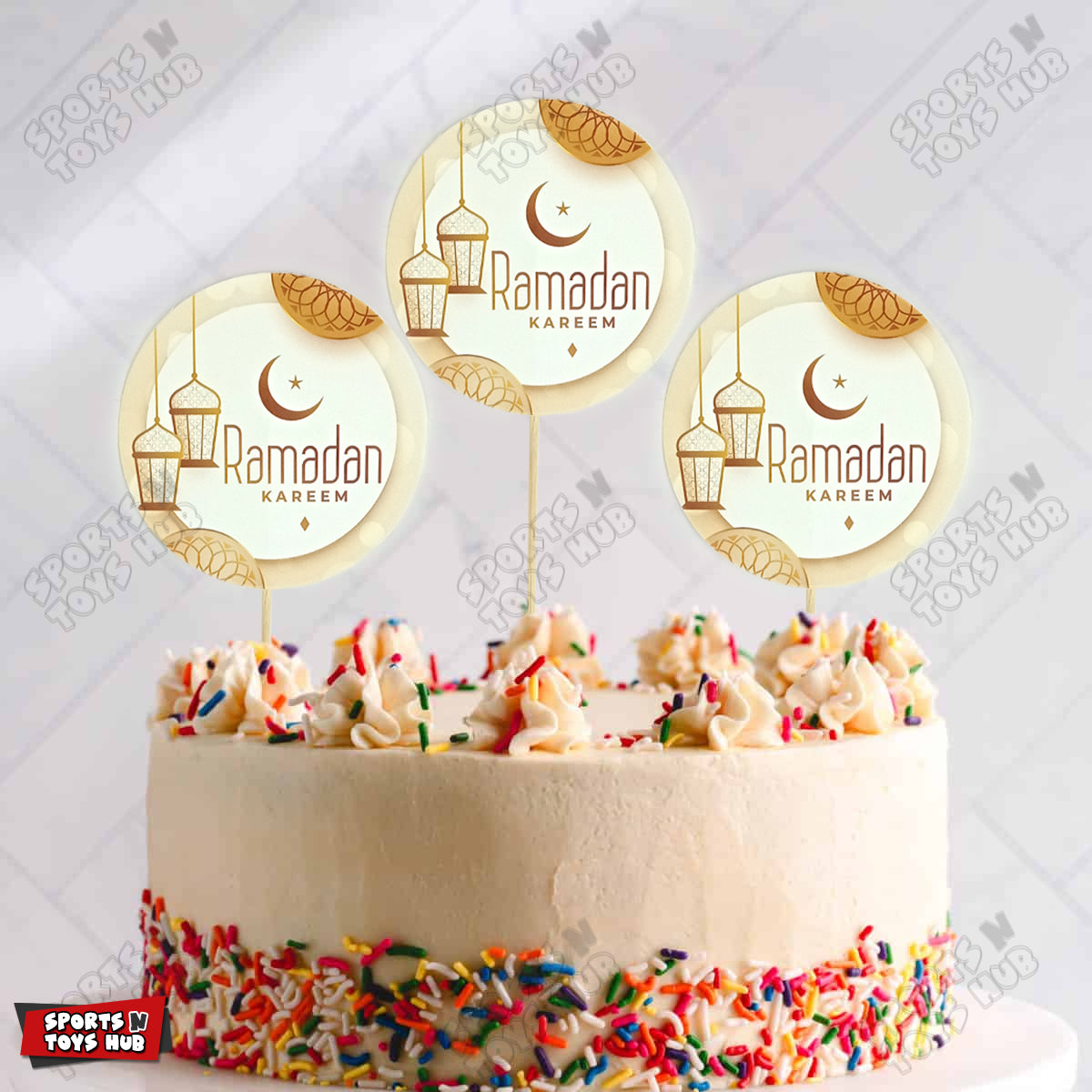 Ramadan Kareem - Printed Card Sweet & Cake Toppers - Pack of 10