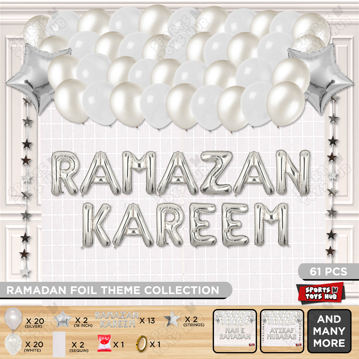 Ramazan Kareem Foil Balloon Rectangle Curtain Theme Collection