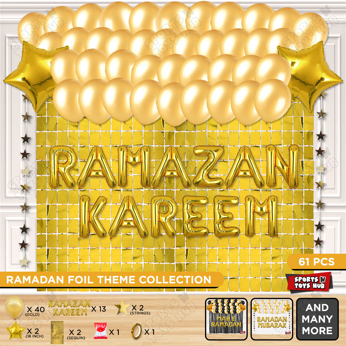 Ramazan Kareem Foil Balloon Rectangle Curtain Theme Collection