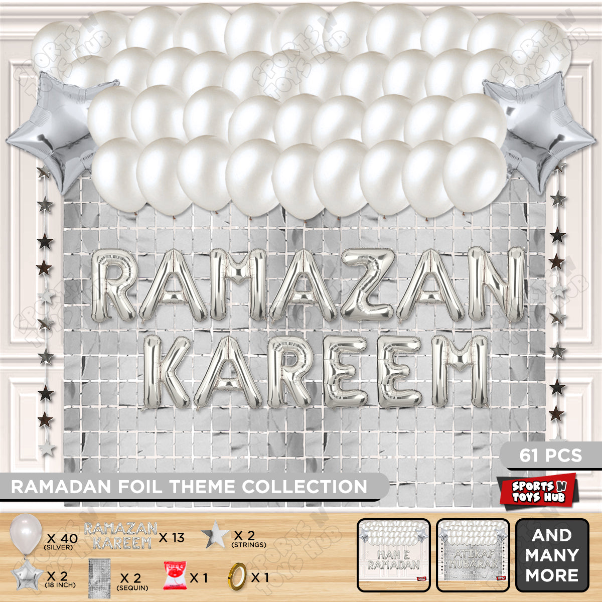 Ramazan Kareem Foil Balloon Rectangle Curtain Theme Collection