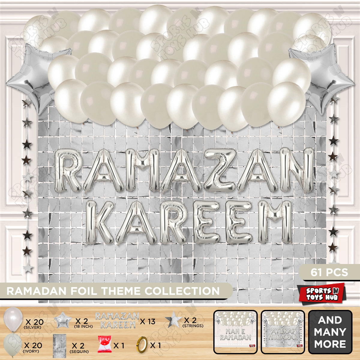 Ramazan Kareem Foil Balloon Rectangle Curtain Theme Collection