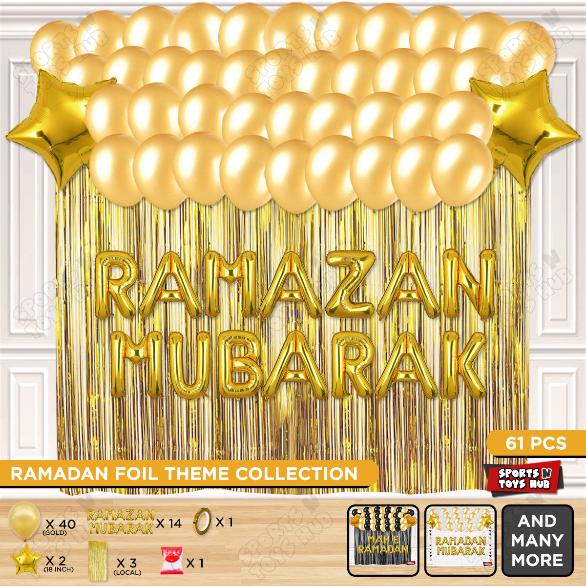 Ramazan Mubarak Foil Balloon Curtain Theme Collection