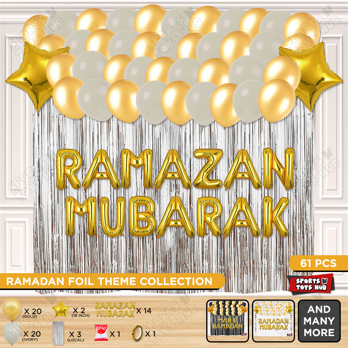 Ramazan Mubarak Foil Balloon Curtain Theme Collection