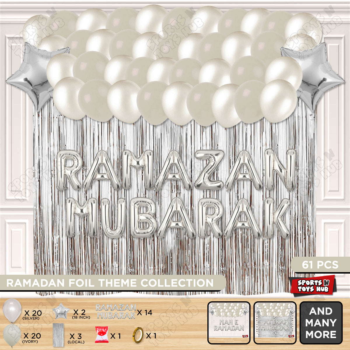 Ramazan Mubarak Foil Balloon Curtain Theme Collection