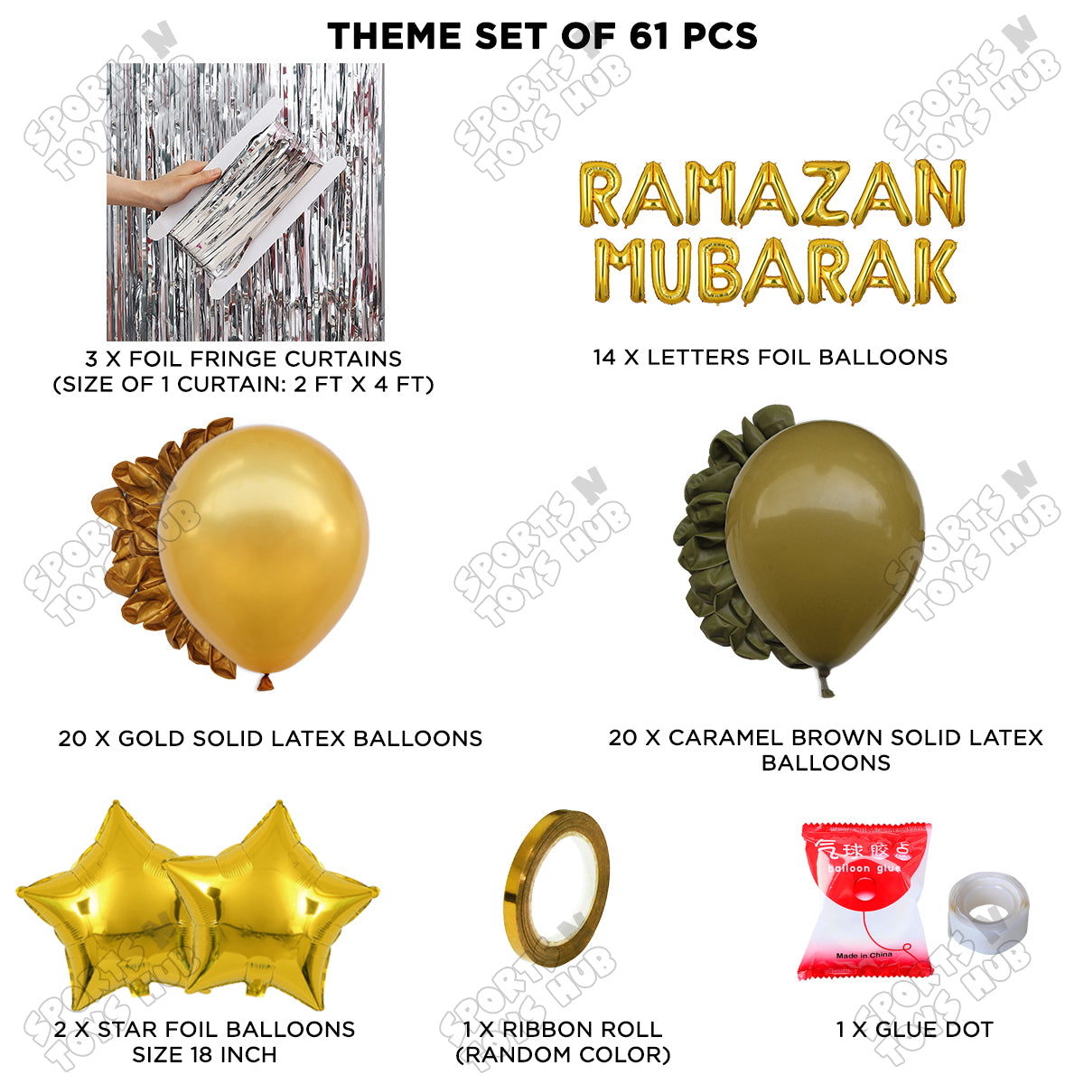 Ramazan Mubarak Foil Balloon Curtain Theme Collection